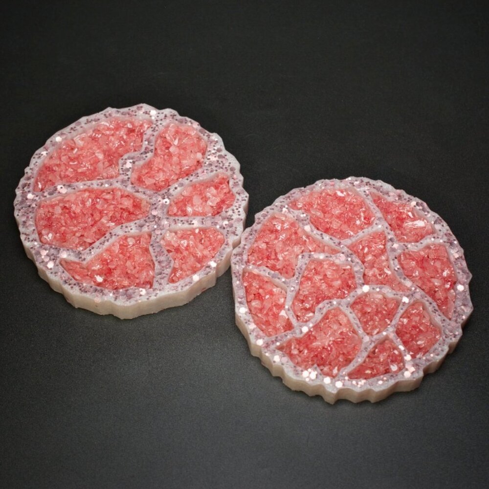 Rose Quartz Geode Agate Coasters – Set of 2 | Wine Coasters | Coffee Coasters